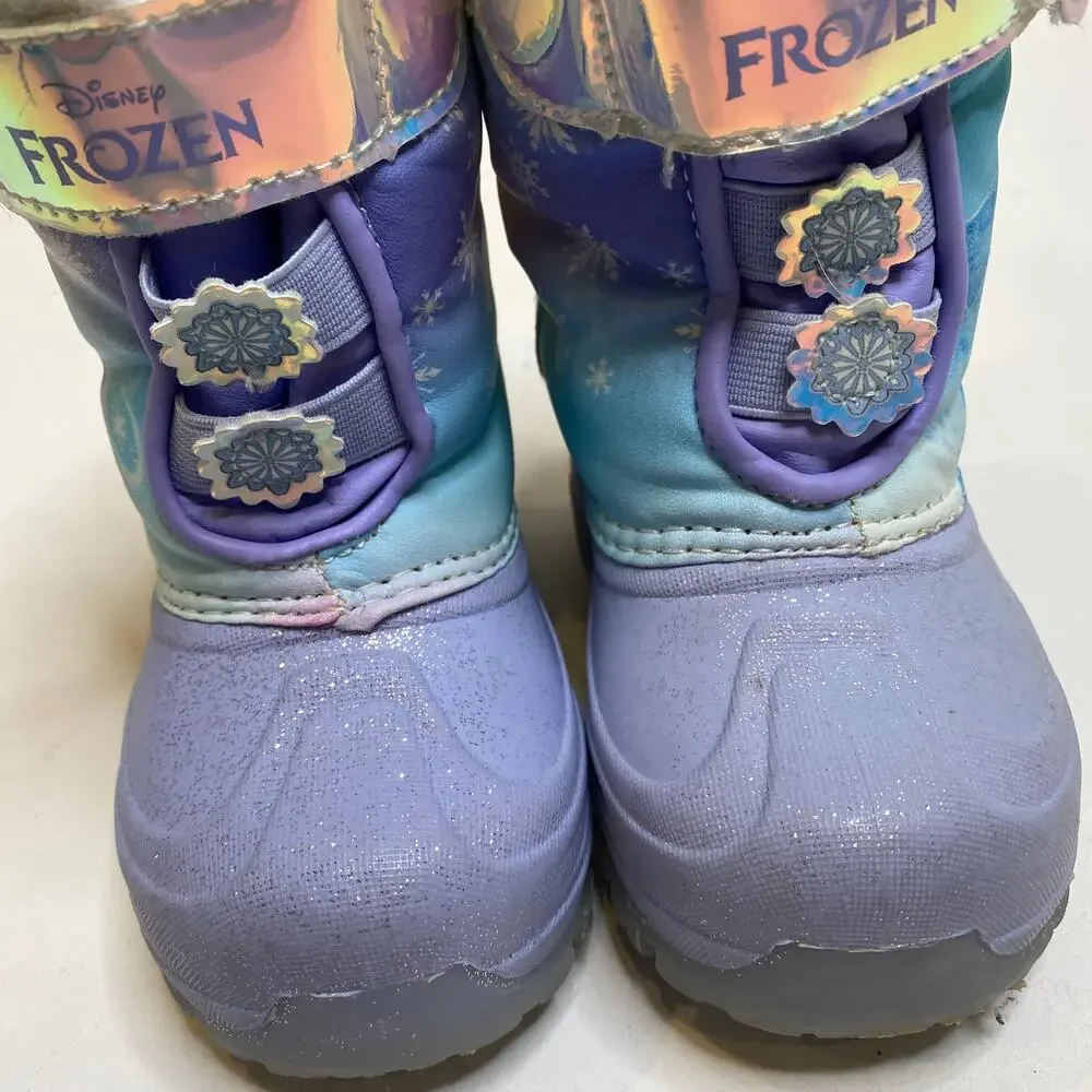 Frozen Little Girl’s Youth Light Up Furry Glittery Snow Boots Sz 6 Disney